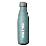 Grow A Peach Insulated Water Bottle - turquoise glitter