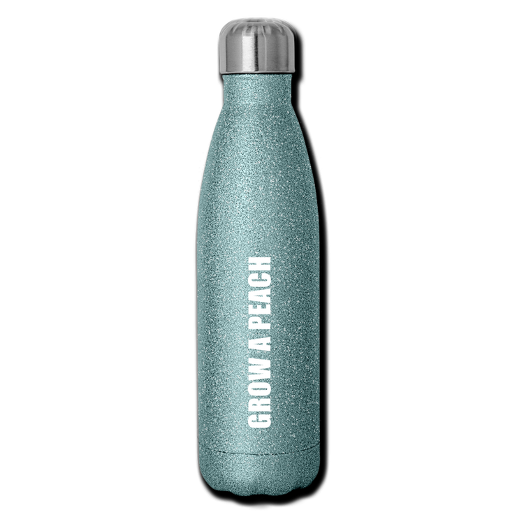Grow A Peach Insulated Water Bottle - turquoise glitter