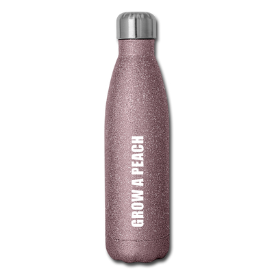 Grow A Peach Insulated Water Bottle - pink glitter