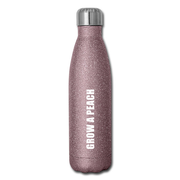 Grow A Peach Insulated Water Bottle - pink glitter