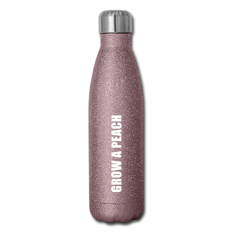 Grow A Peach Insulated Water Bottle - pink glitter